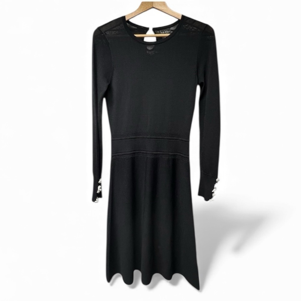 Nicole Miller Black Long Sleeve Dress